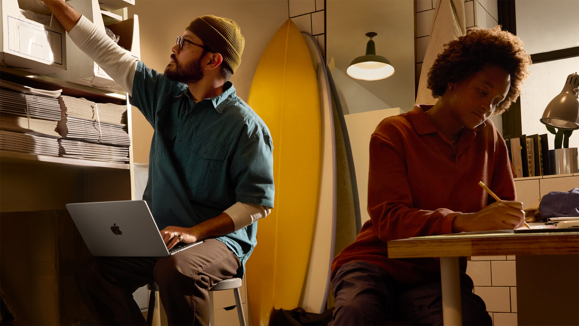Apple’s illustration of a portable working setup. Image: Apple.